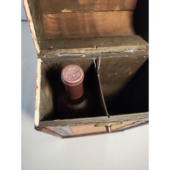 Unbranded 2 Bottle Wine Box Wood Distressed Curved Case With Handle - Picture 6 of 16